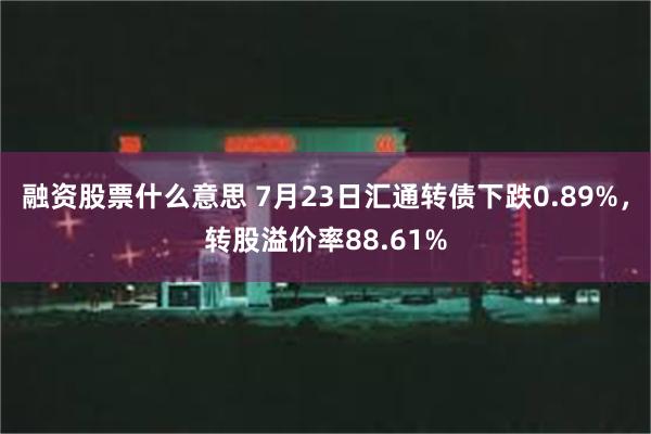 融资股票什么意思 7月23日汇通转债下跌0.89%，转股溢价率88.61%