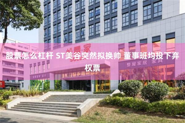 股票怎么杠杆 ST美谷突然拟换帅 董事班均投下弃权票